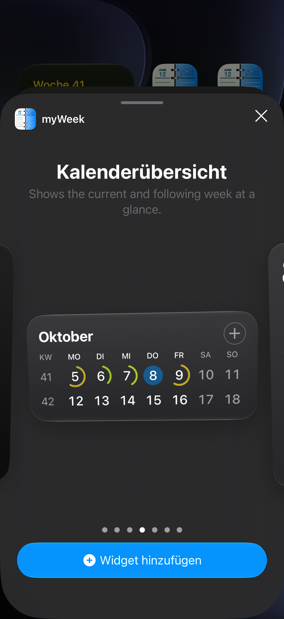 Calendar overview widget