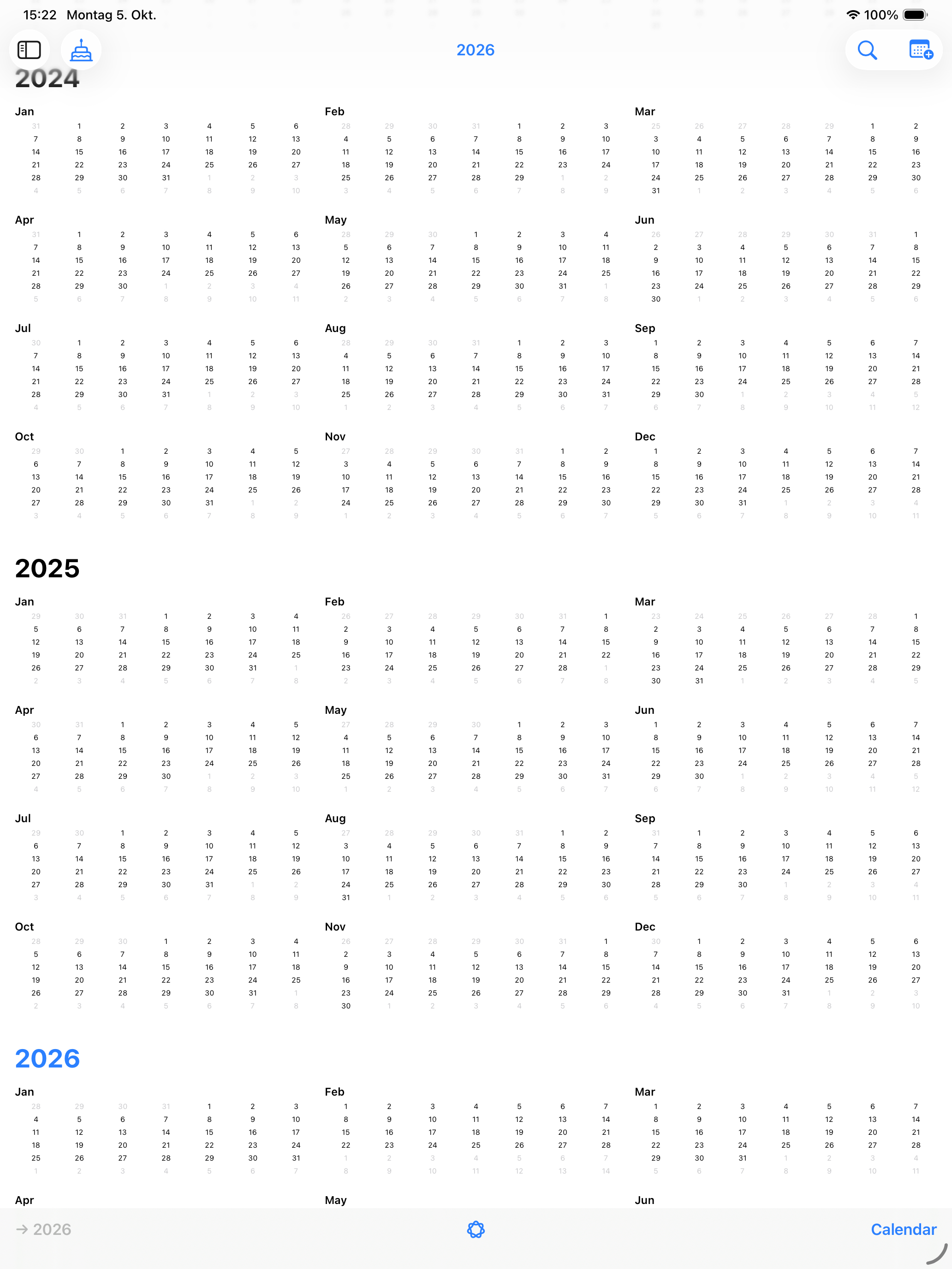 iPad year view